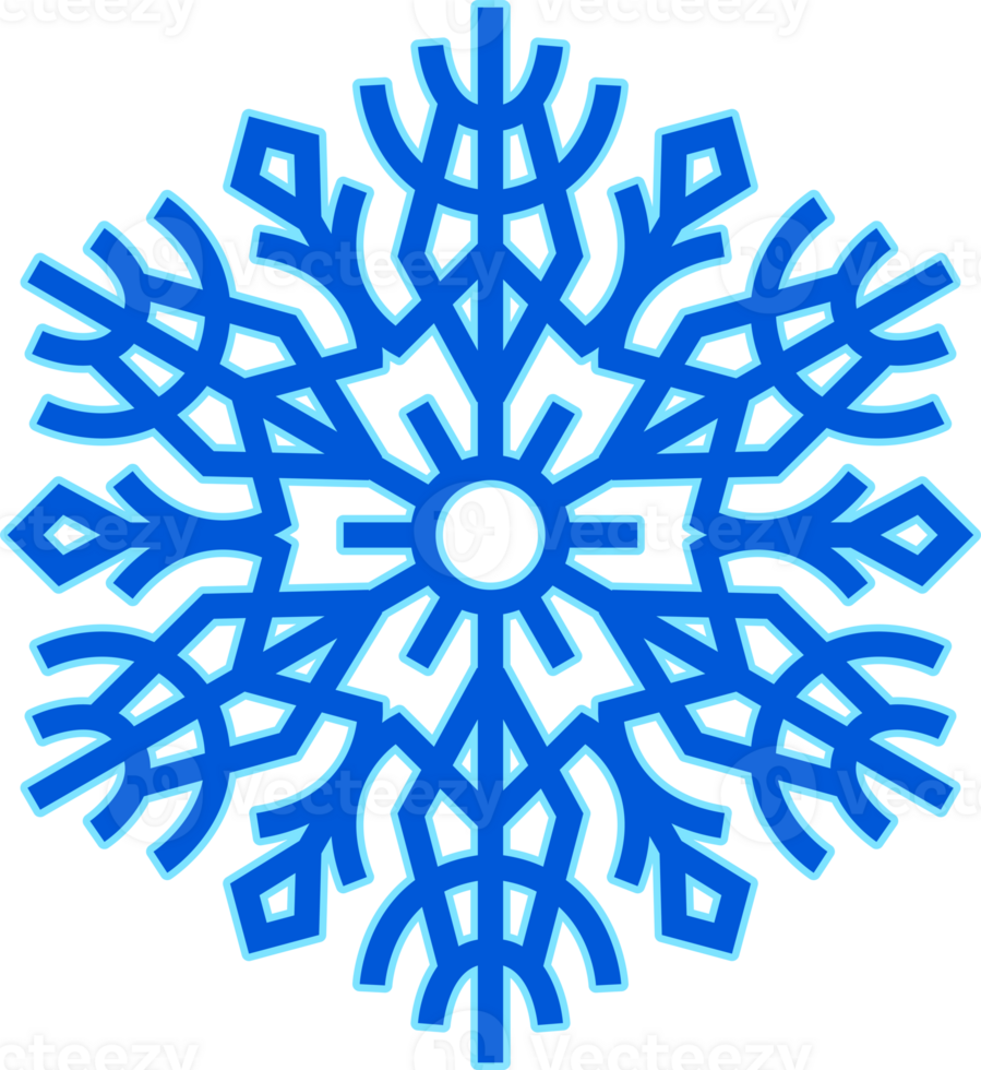 Abstract blue snowflake decorative design element. png