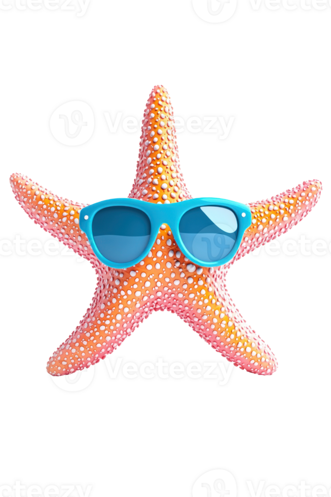 Starfish with Sunglasses in Bright Colors png