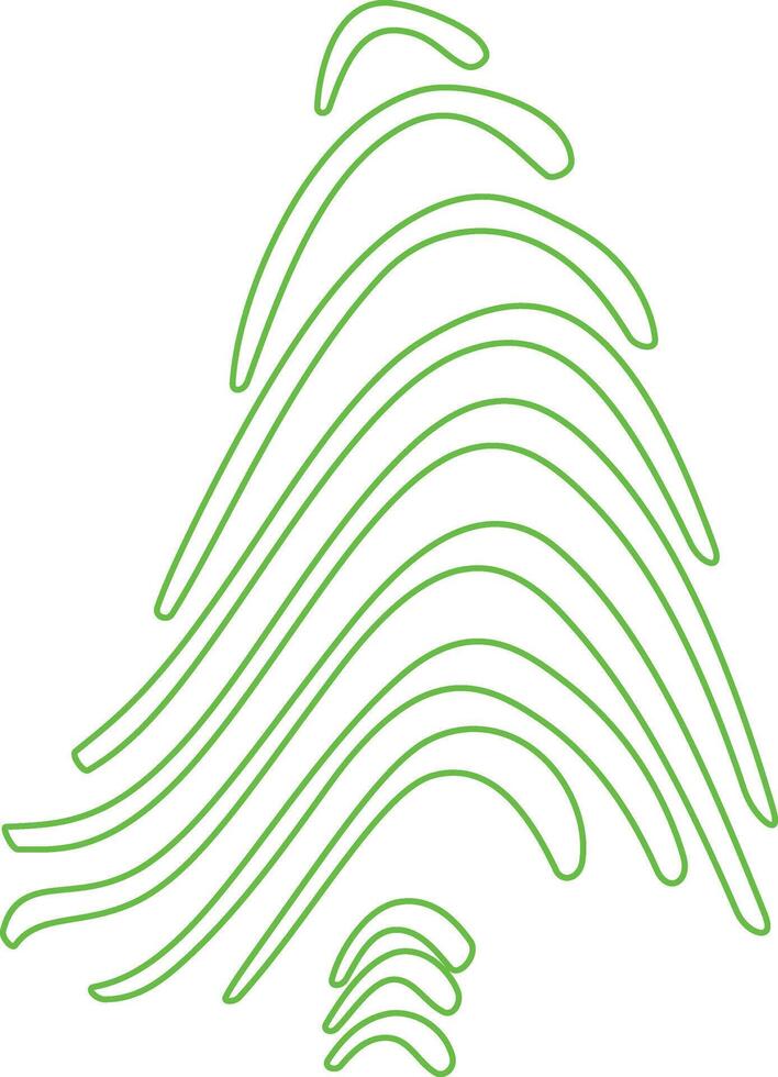 Simple green tree line art. vector