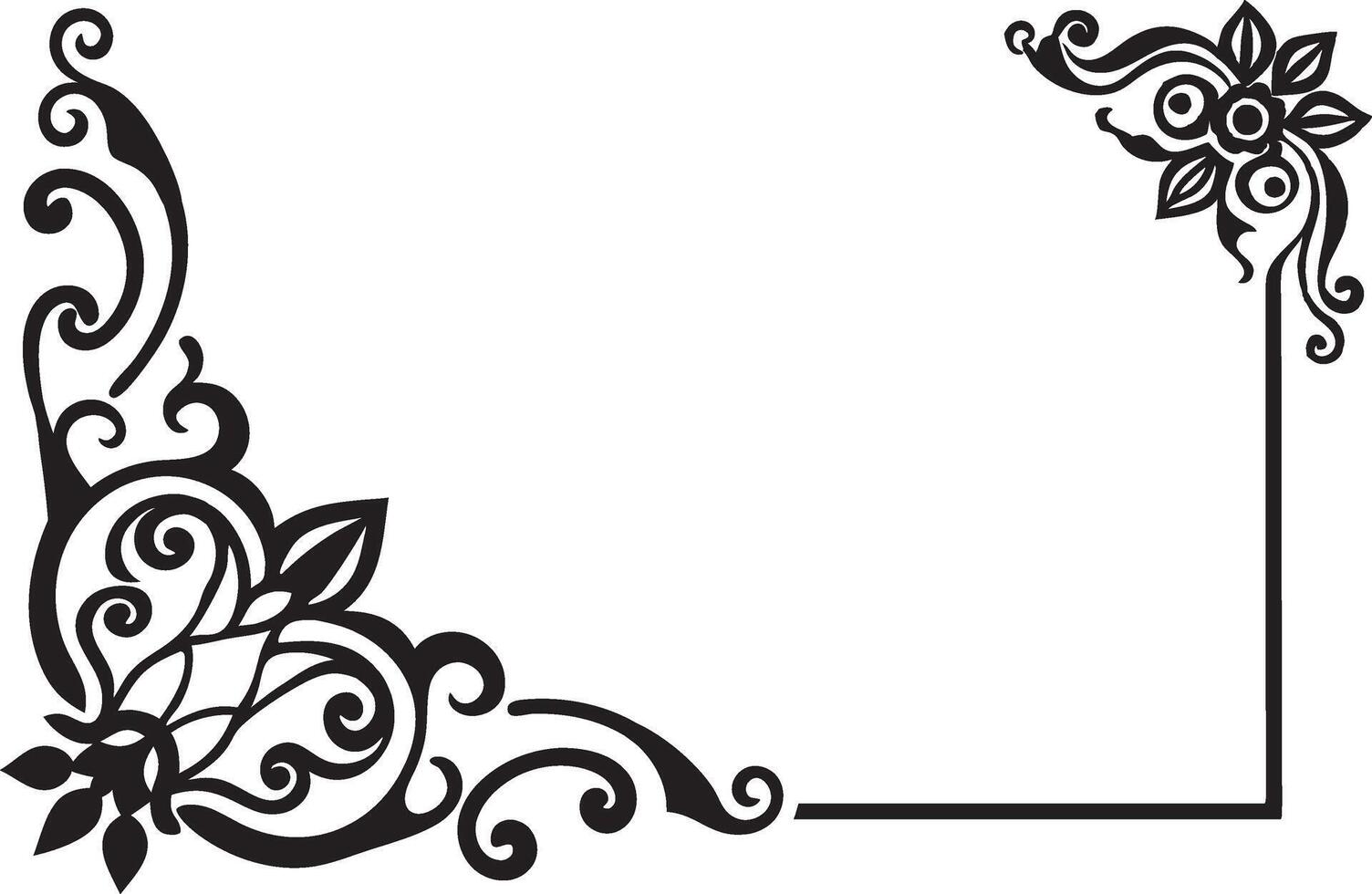 A black and white design with a floral border vector