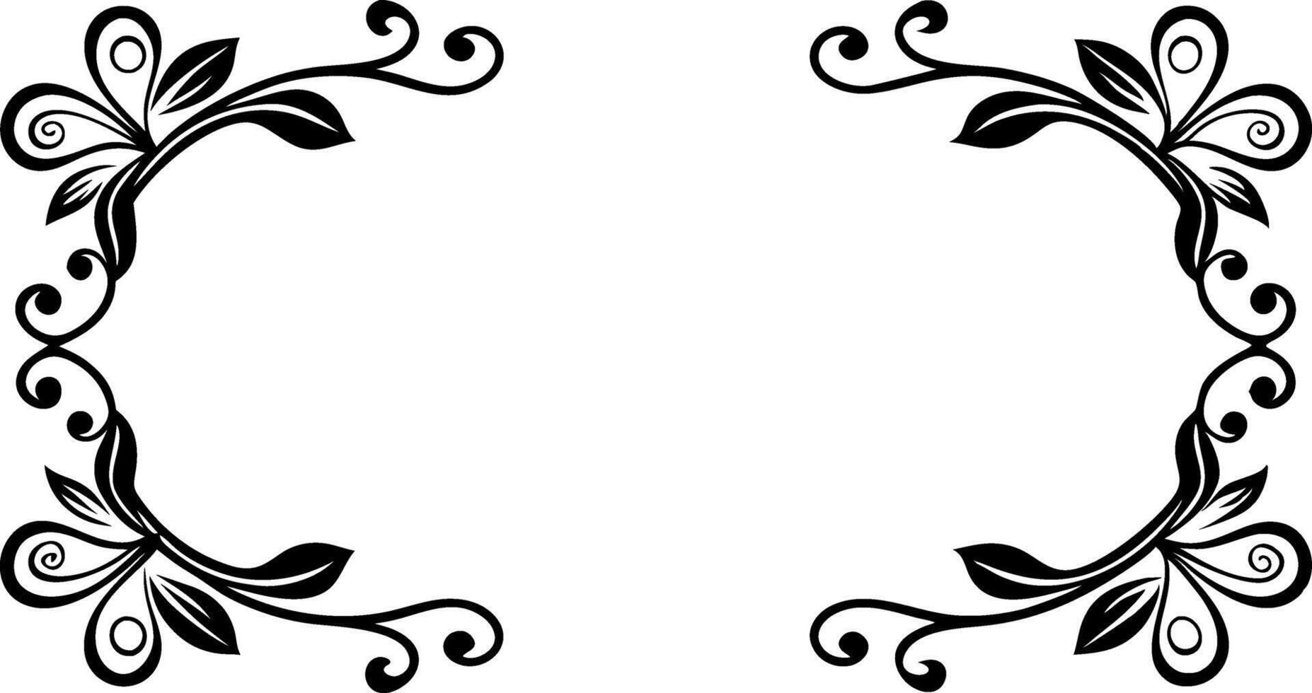 A black and white floral frame with swirls vector