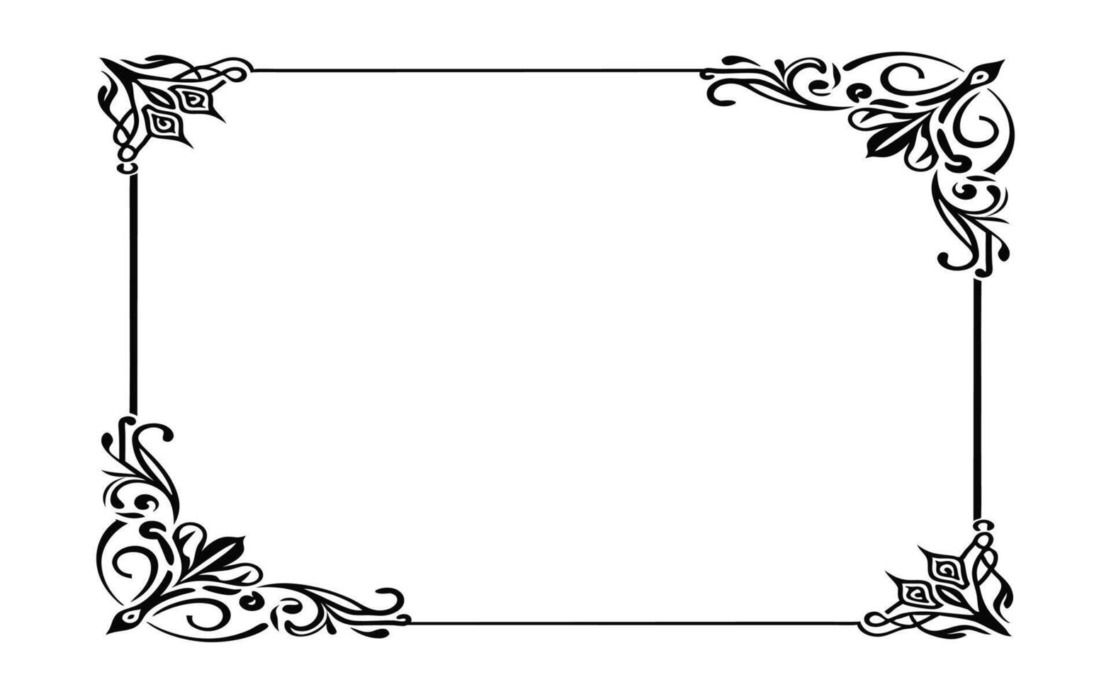 A black and white square frame with a floral design vector