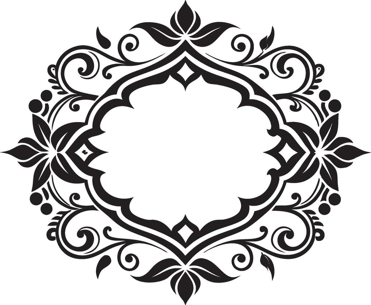 A black and white ornamental frame with a floral design vector