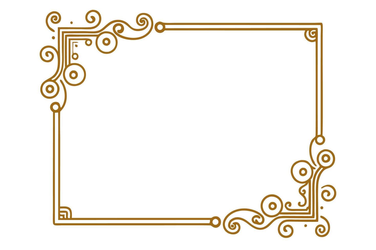 Gold frame with swirls and swirls on a white background vector