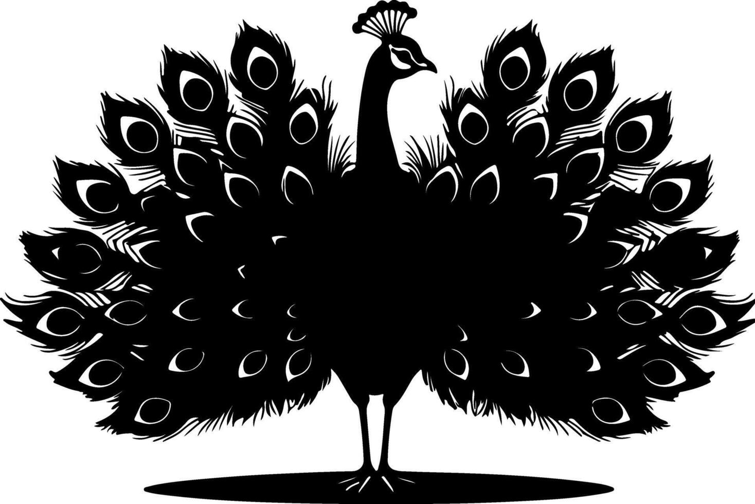 unique black and white silhouette of a peacock vector