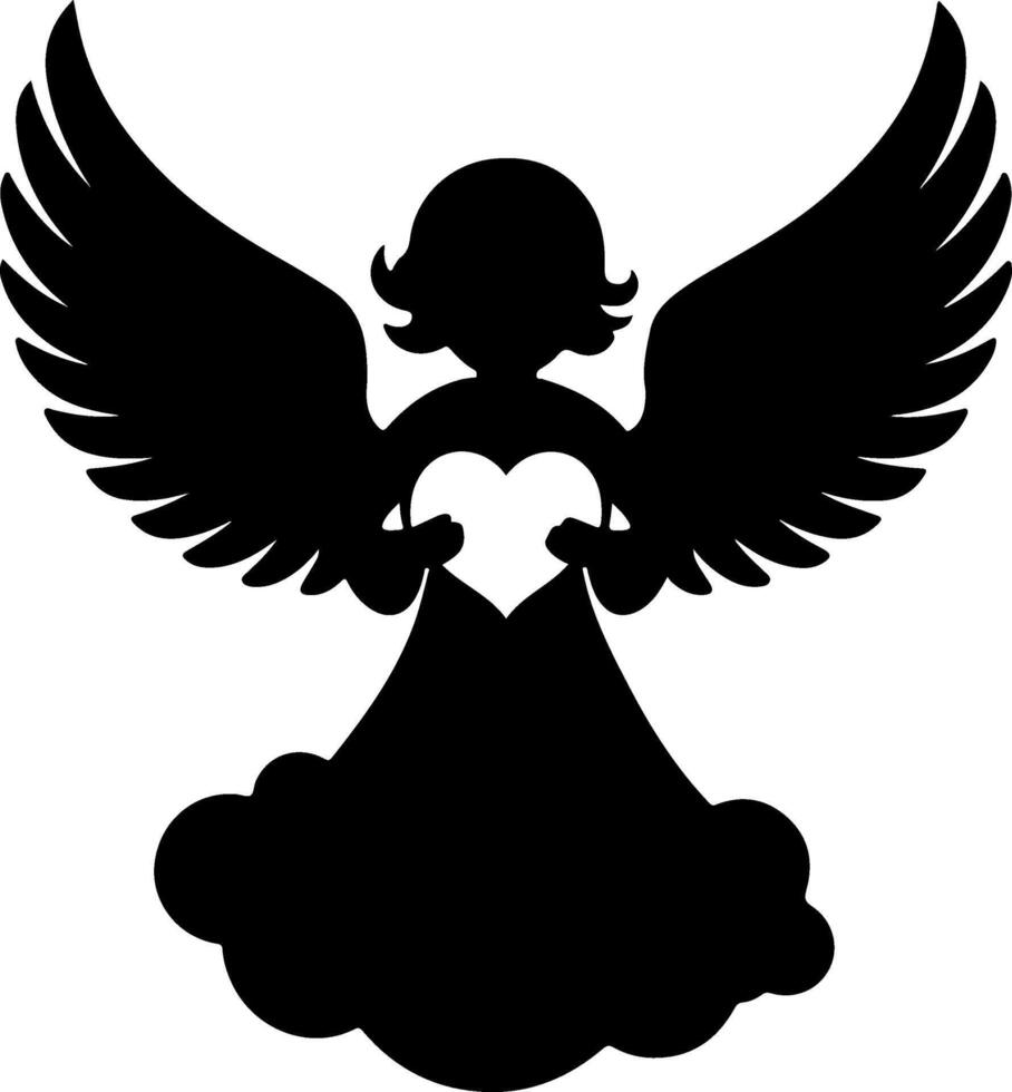 angel with heart clip art black icon vector
