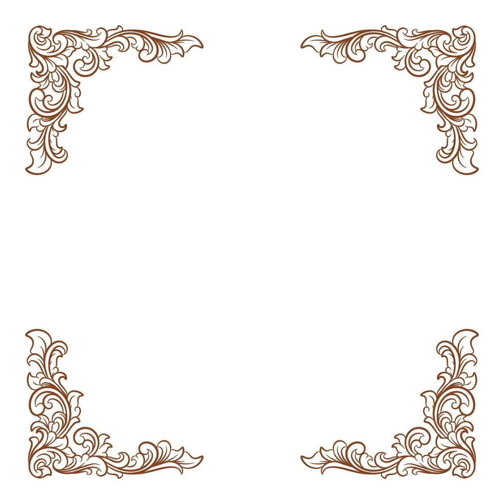 ngraved brown frame for wedding invitation vector