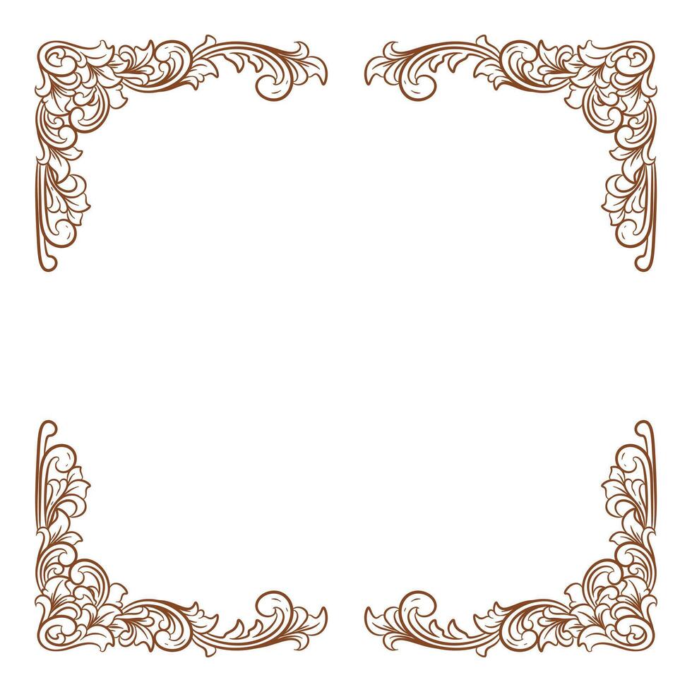 classic vintage ornament frame line art vector