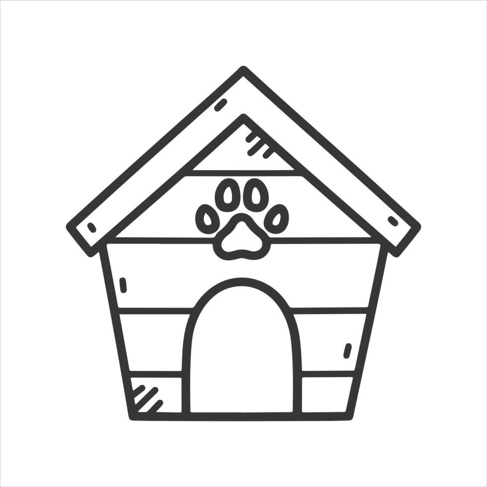 Paw Print Doghouse Icon - Pet Shelter and Animal Care Illustration vector