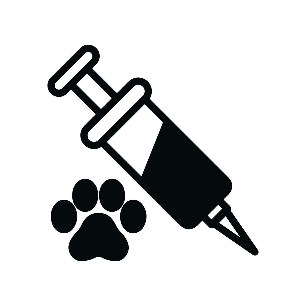 Pet Vaccination Icon - Veterinary Syringe with Paw Print vector