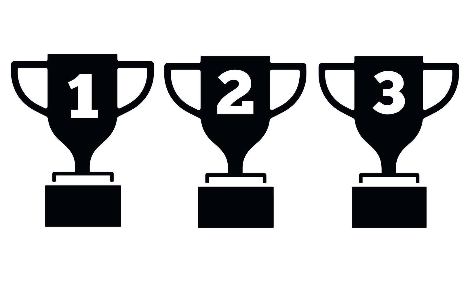 Numbered Trophy Icons Set for Competitions and Awards vector