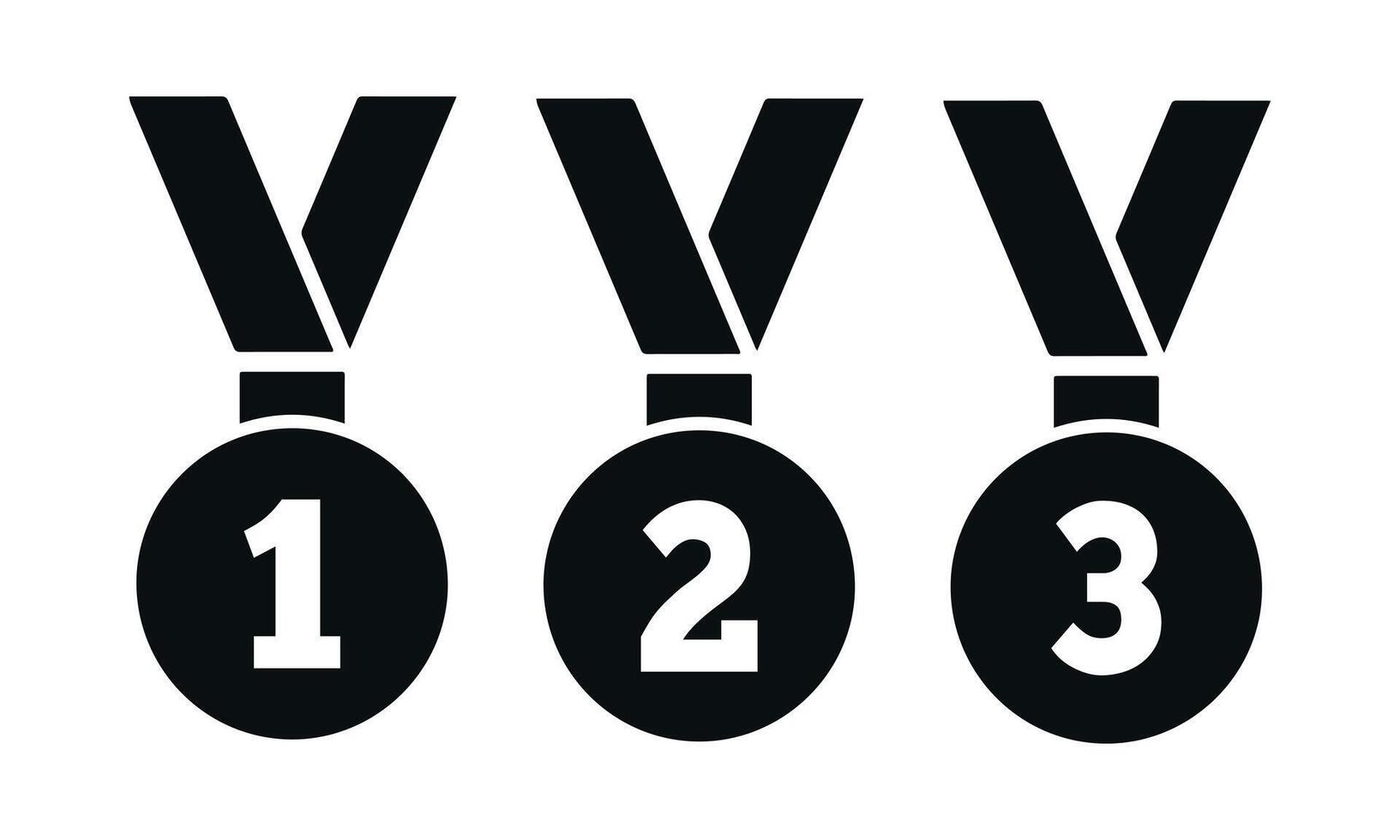 medal icon set, Medal sign with star. First, second, third place, sport award, top reward, winner and champion trophy, game prize and achievement vector