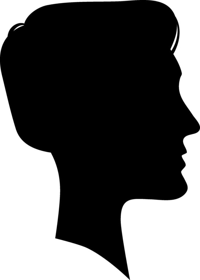 Side view silhouette of a young man, minimalist black and white portrait, ideal for profile pictures or avatars vector