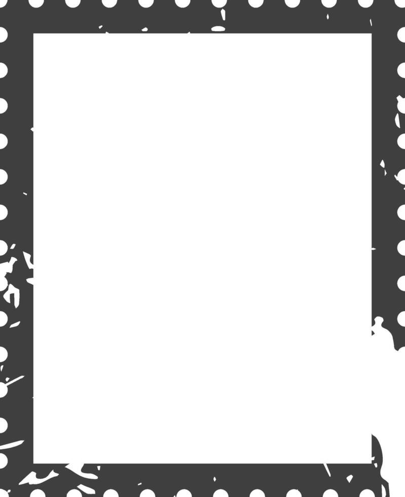 Empty rectangular frame with distressed borders featuring sprocket holes, creating a vintage or cinematic effect, ideal for adding text or images vector