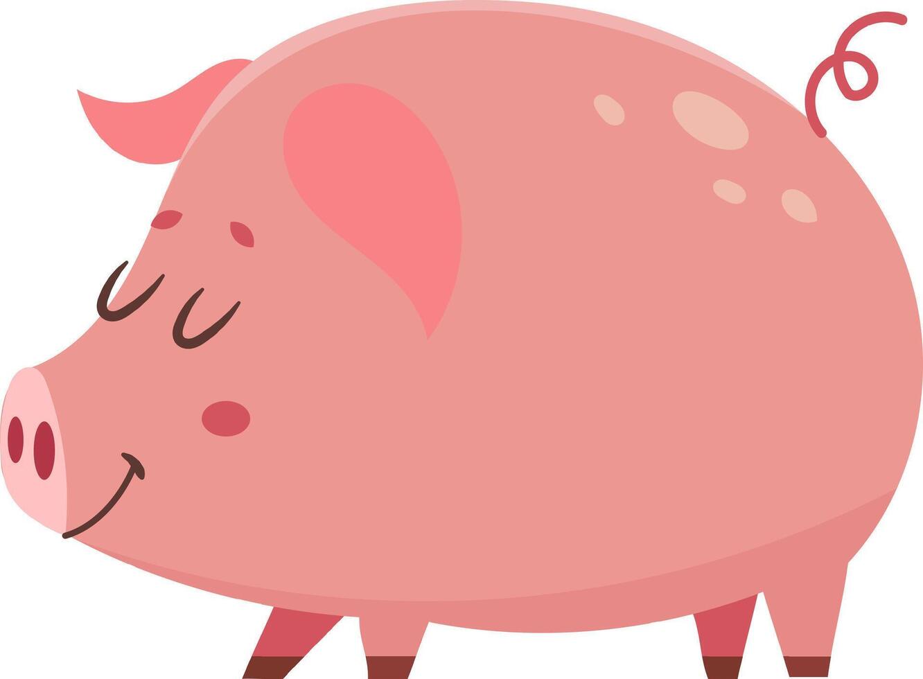 Cartoon illustration of a cute pink pig walking happily, isolated on a white background, perfect for children's books, educational materials, or any project needing a touch of farmyard charm vector