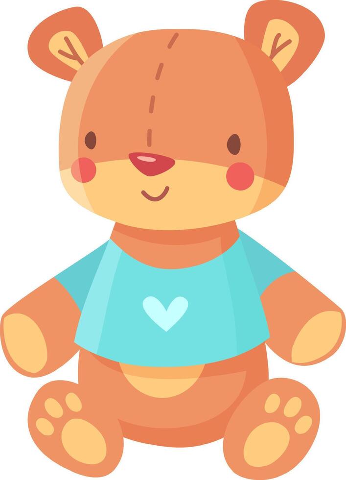 Smiling teddy bear in a heart t shirt evokes warmth and affection, perfect for kids' products or love themed designs vector