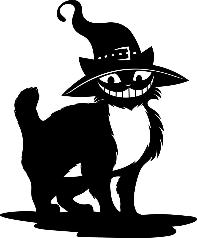 Black Cat Silhouettes. Hand Drawn Isolated On Transparent Background vector