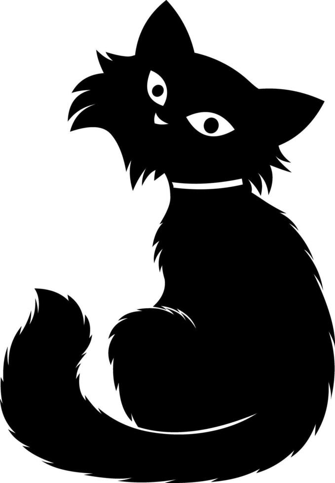 Halloween Black Cat Silhouettes vector