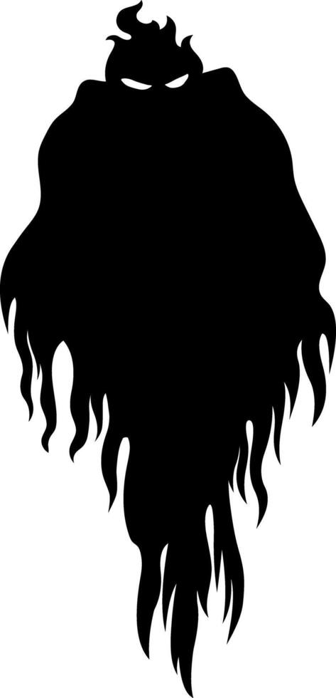 Halloween Ghost Black Silhouettes. Hand Drawn Illustration Isolated On Transparent Background vector