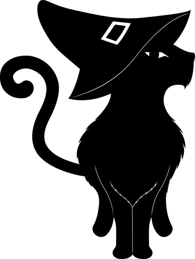 Black Cat Silhouettes. Hand Drawn Isolated On Transparent Background vector