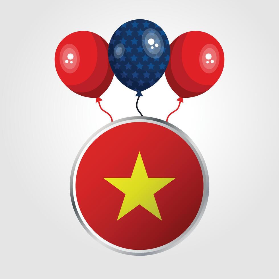 Celebration Vietnam National Flag With Balloons vector