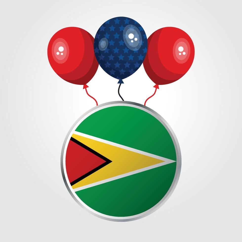 Celebration Guyana National Flag With Balloons vector