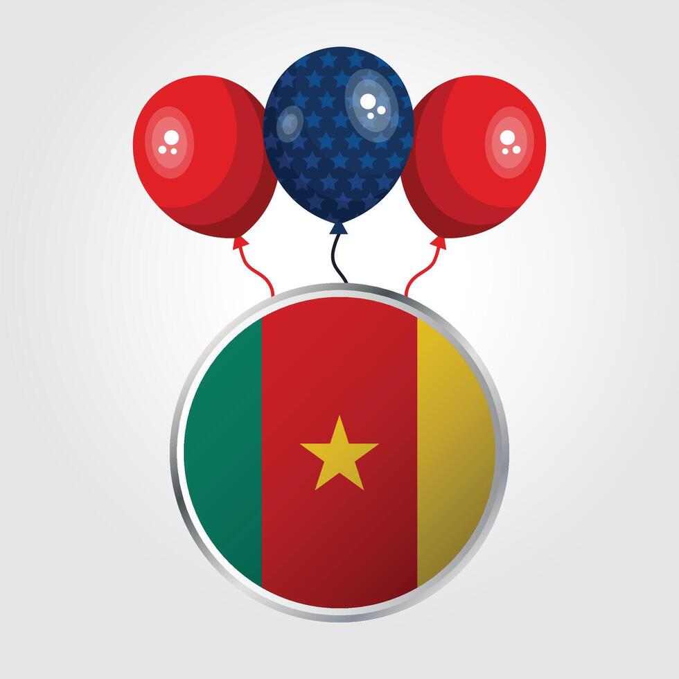 Celebration Cameroon National Flag With Balloons vector