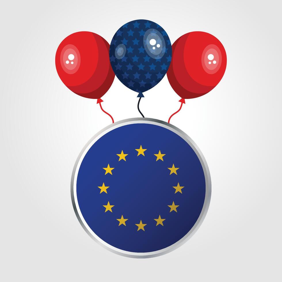 Celebration European Union National Flag With Balloons vector