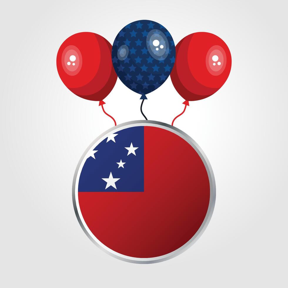 Celebration Samoa National Flag With Balloons vector