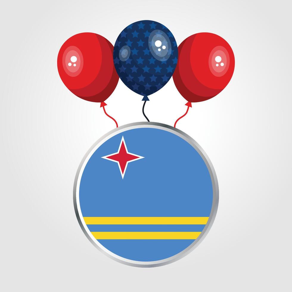 Celebration Aruba National Flag With Balloons vector