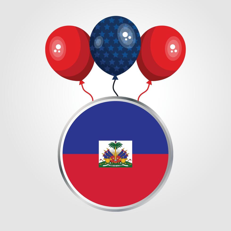 Celebration Haiti National Flag With Balloons vector