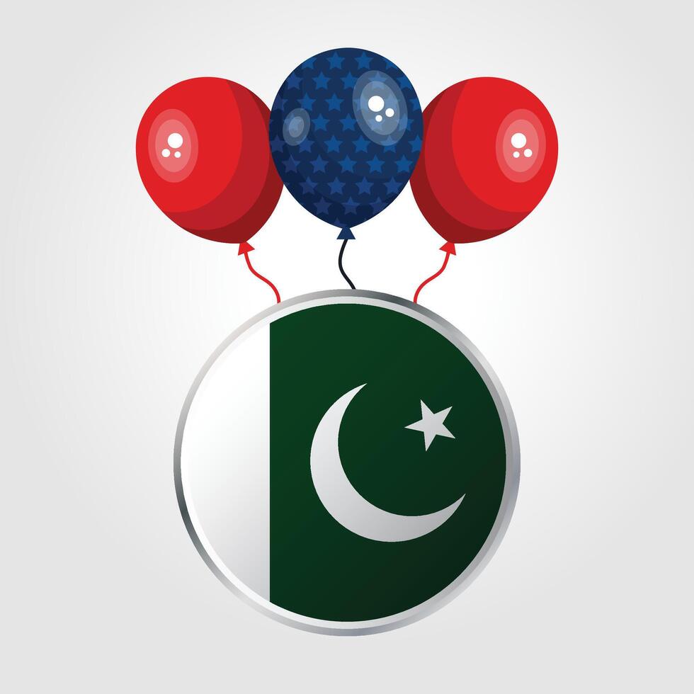 Celebration Pakistan National Flag With Balloons vector