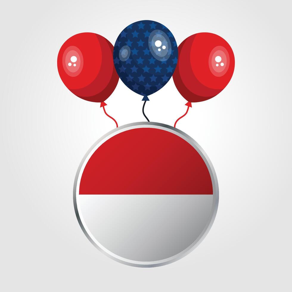 Celebration Monaco National Flag With Balloons vector