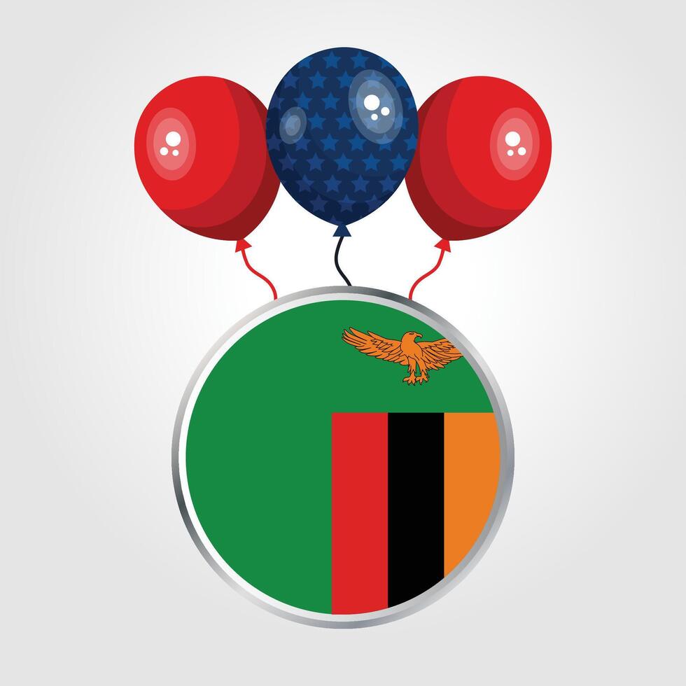 Celebration Zambia National Flag With Balloons vector
