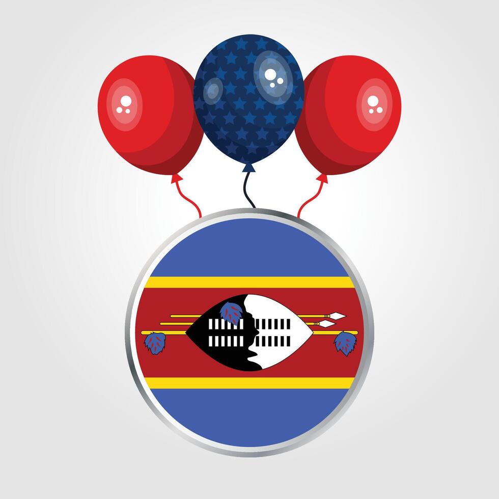 Celebration Eswatini National Flag With Balloons vector