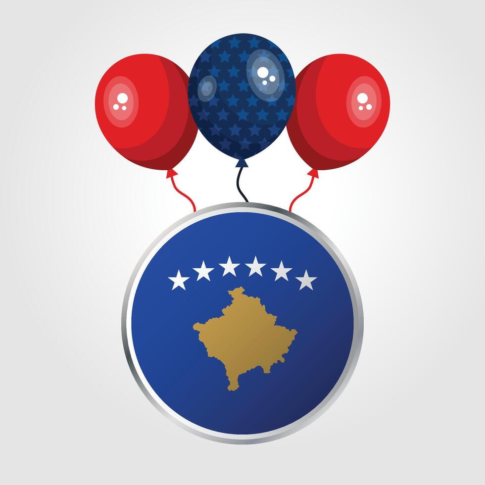 Celebration Kosovo National Flag With Balloons vector