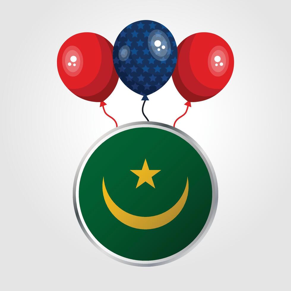 Celebration Mauritania National Flag With Balloons vector