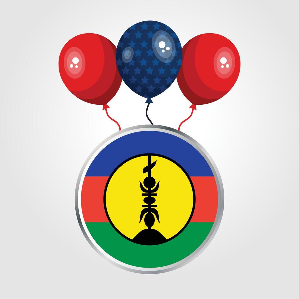 Celebration New Caledonia National Flag With Balloons vector