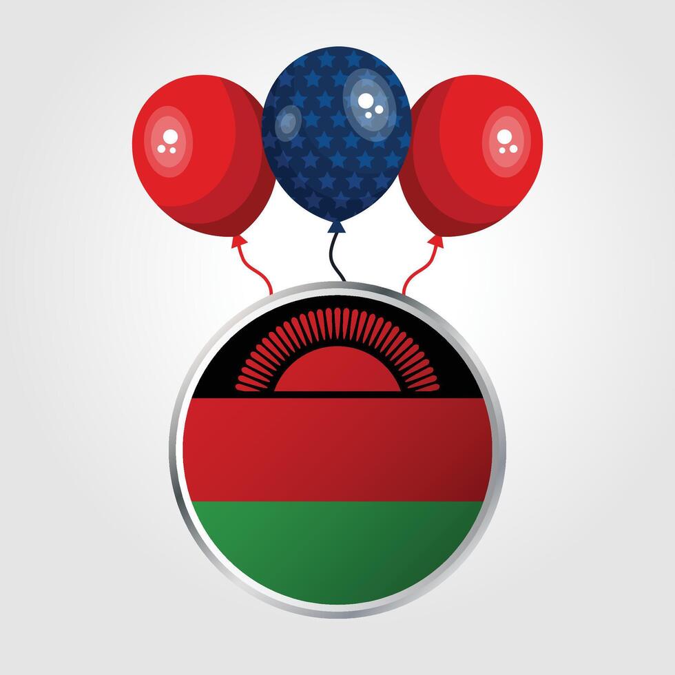 Celebration Malawi National Flag With Balloons vector