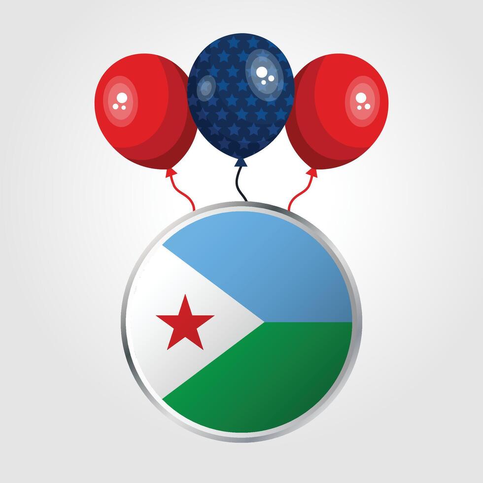 Celebration Djibouti National Flag With Balloons vector