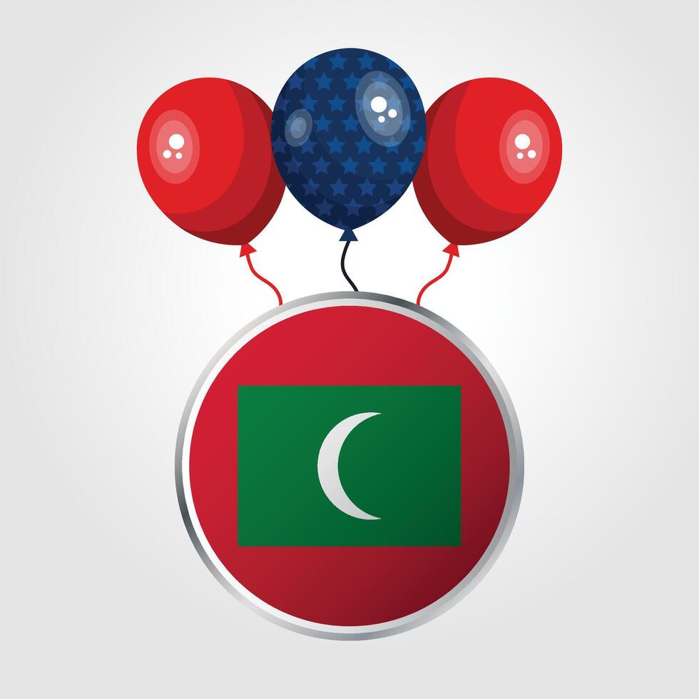 Celebration Maldives National Flag With Balloons vector