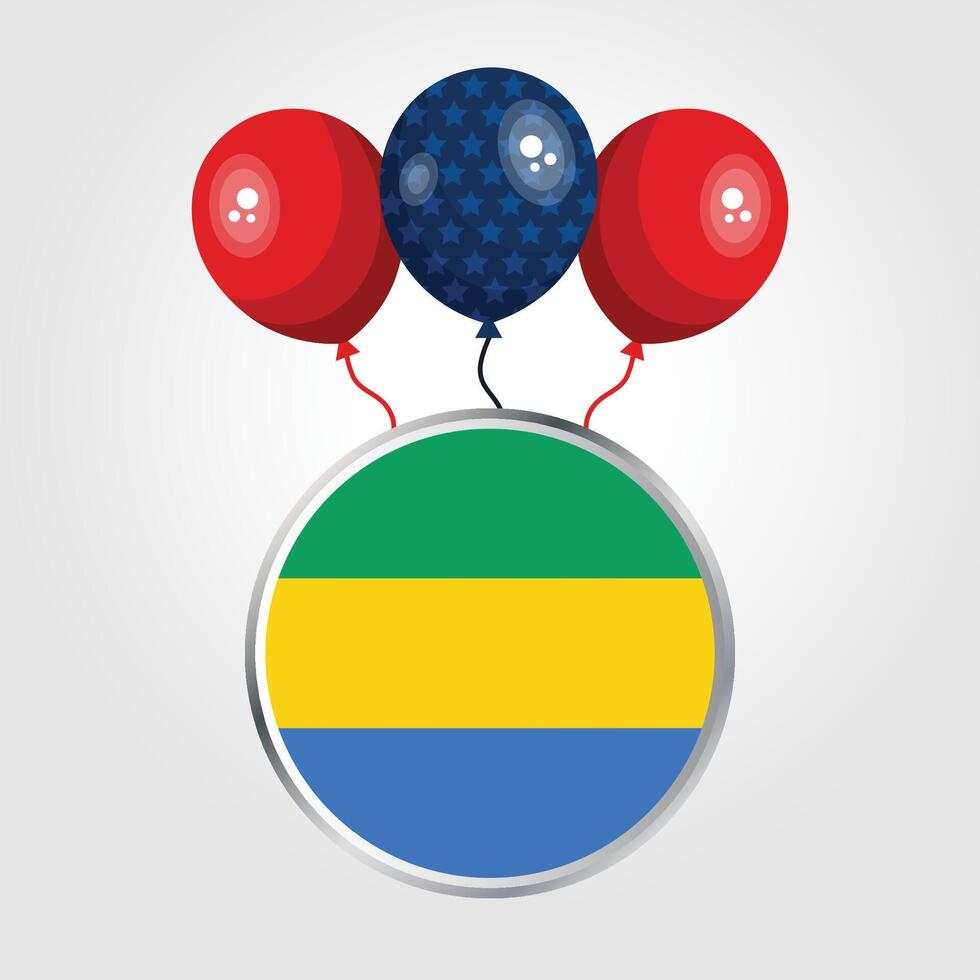 Celebration Gabon National Flag With Balloons vector