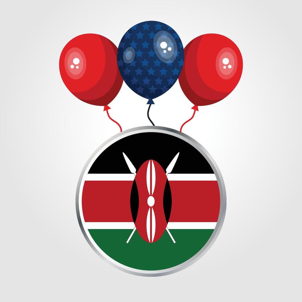 Celebration Kenya National Flag With Balloons vector
