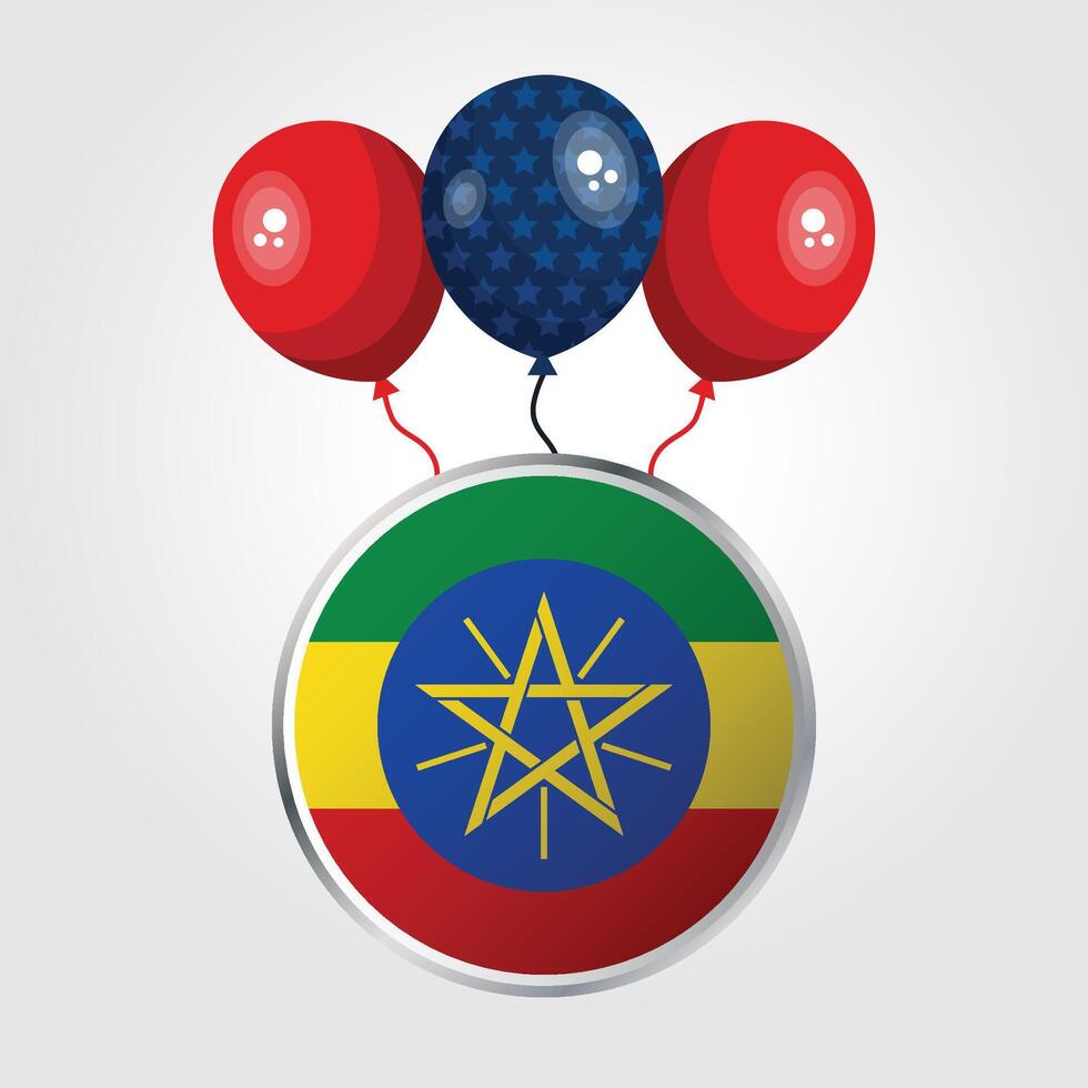 Celebration Ethiopia National Flag With Balloons vector