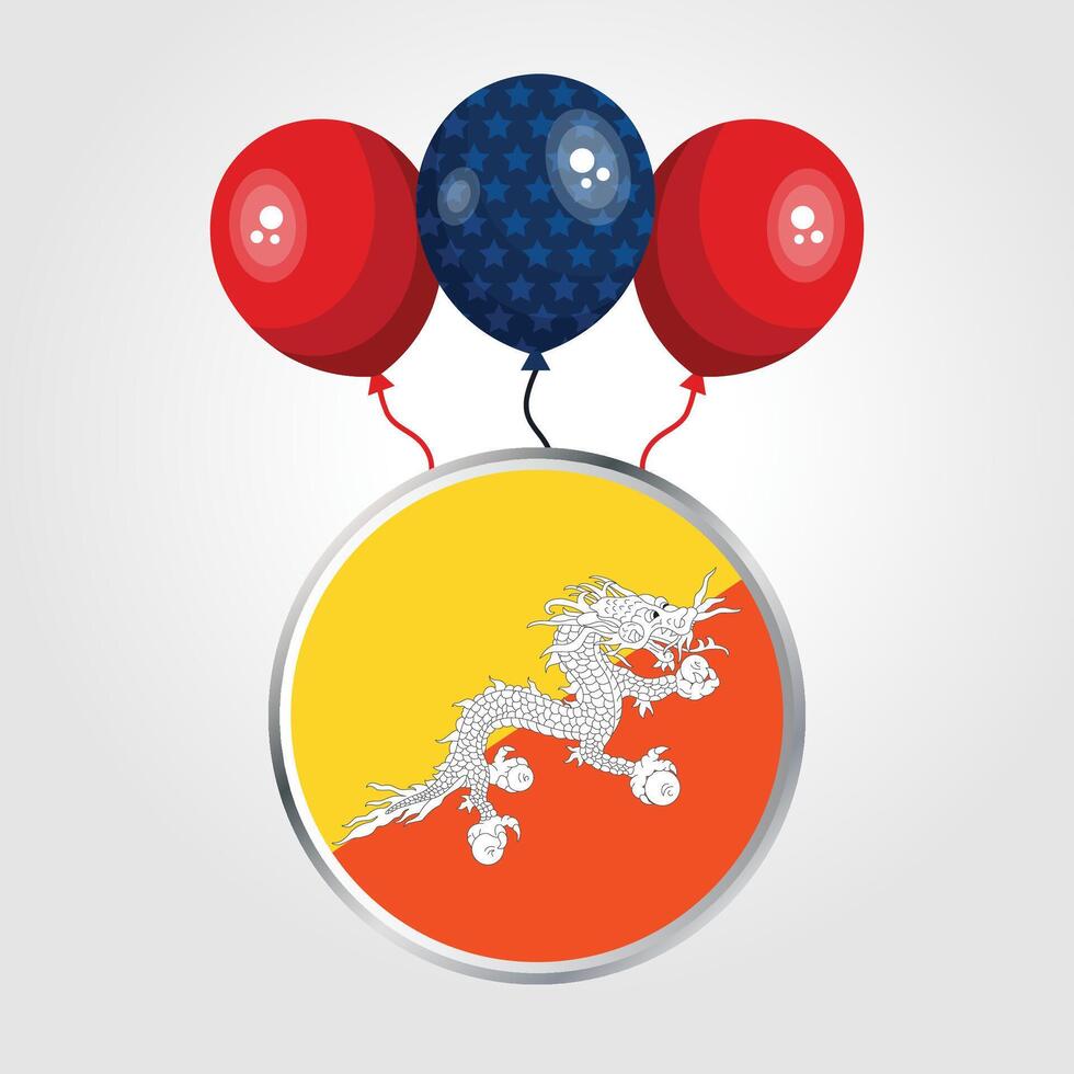 Celebration Bhutan National Flag With Balloons vector