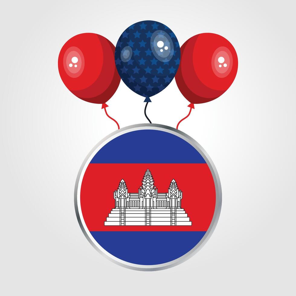 Celebration Cambodia National Flag With Balloons vector