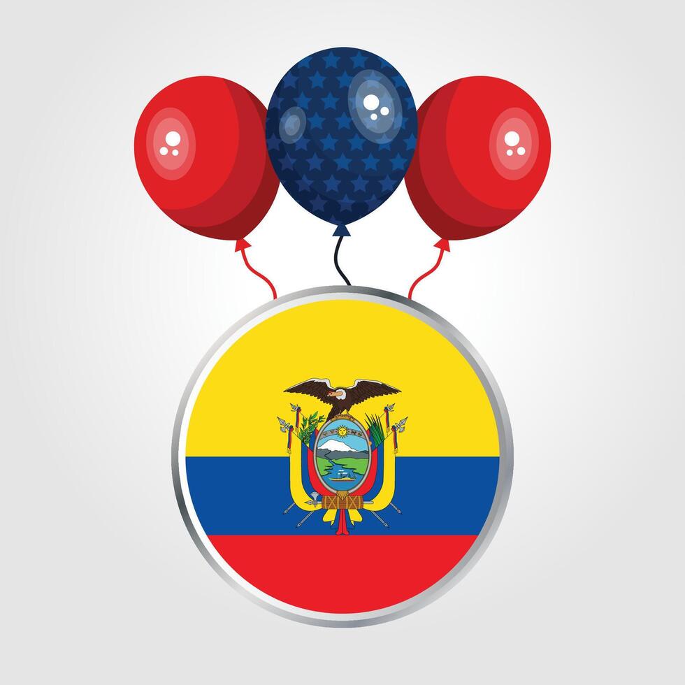 Celebration Ecuador National Flag With Balloons vector