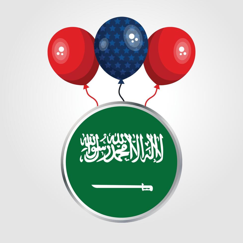 Celebration Saudi Arabia National Flag With Balloons vector