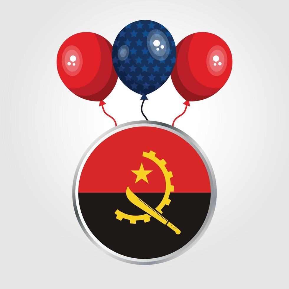 Celebration Angola National Flag With Balloons vector