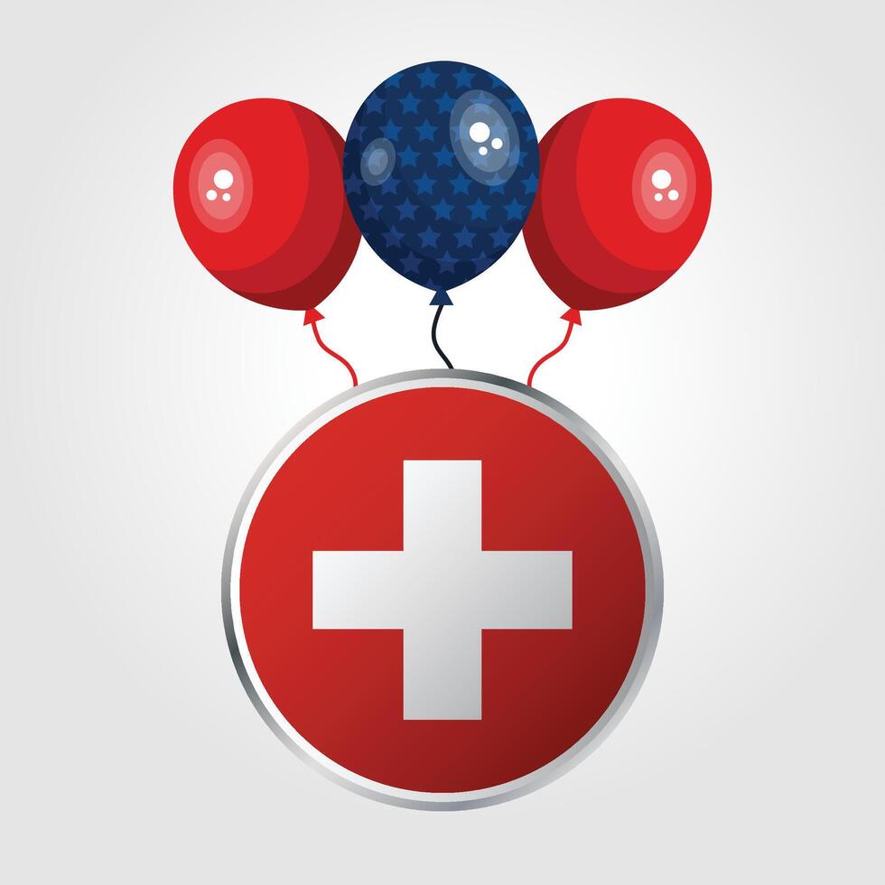 Celebration Switzerland National Flag With Balloons vector